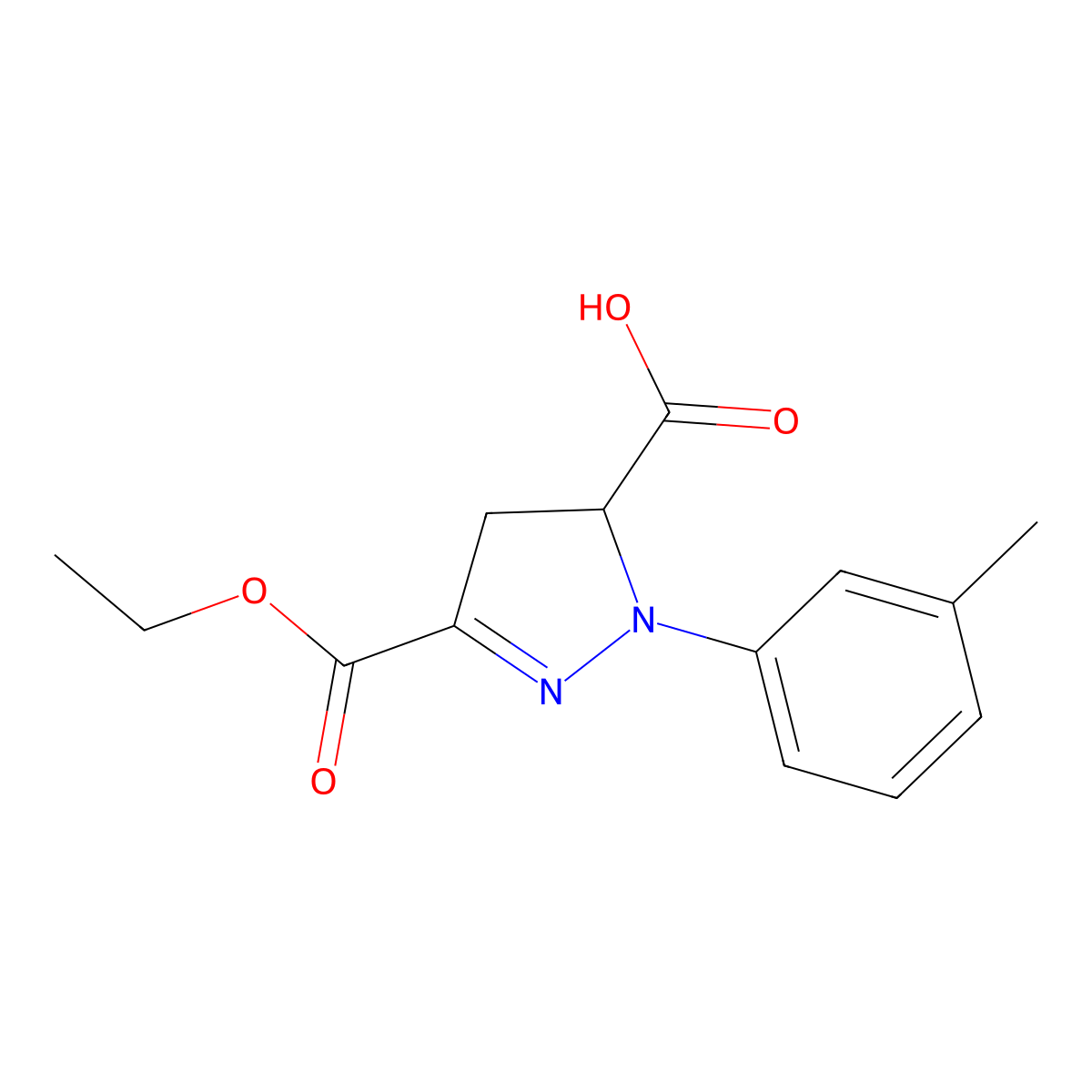 3-(Ethoxycarbonyl)-1-(3-methylphenyl)-4,5-dihydro-1H-pyrazole-5-carboxylic acid molecular structure, CAS 1264046-26-5