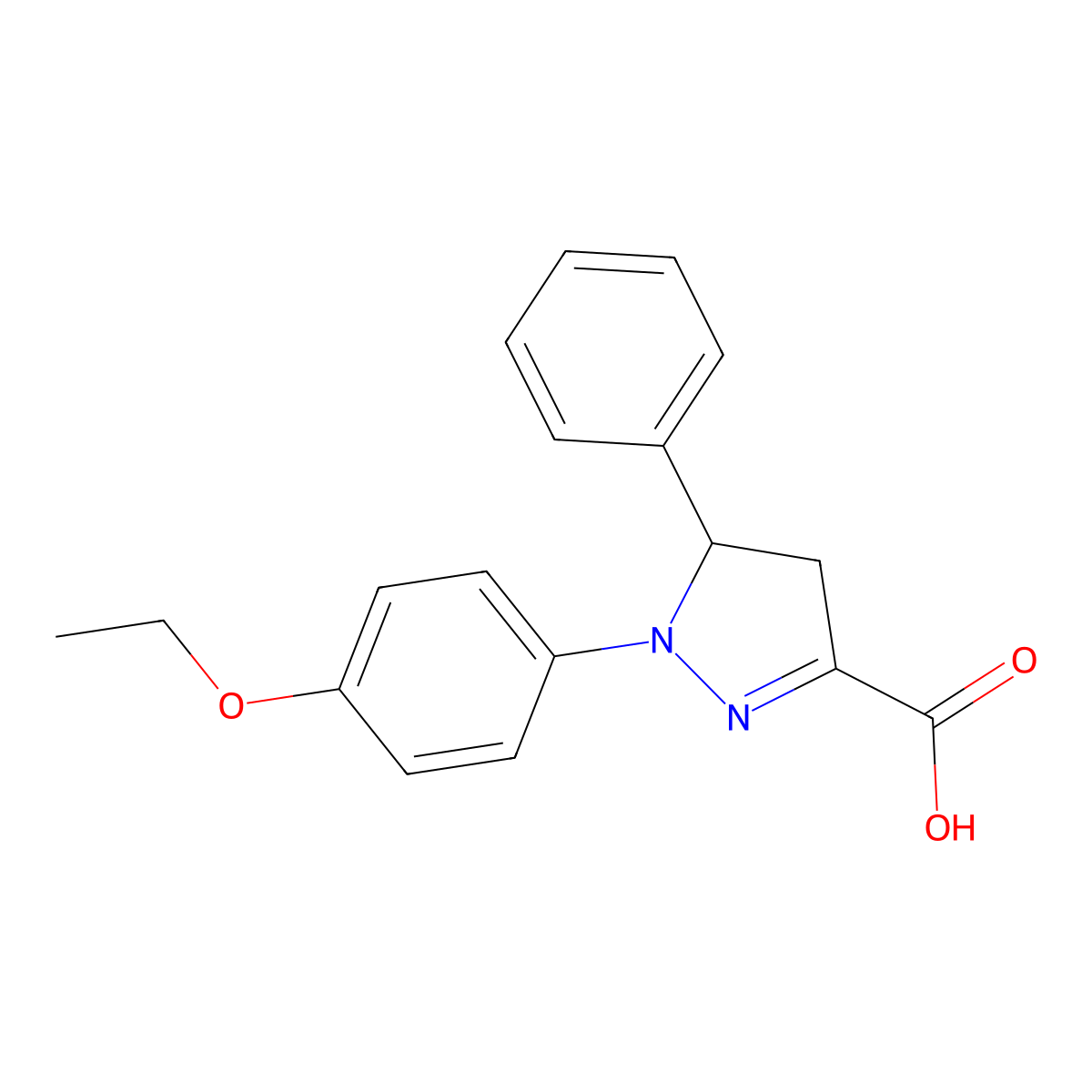 1-(4-Ethoxyphenyl)-5-phenyl-4,5-dihydro-1H-pyrazole-3-carboxylic acid molecular structure, CAS 1264046-37-8