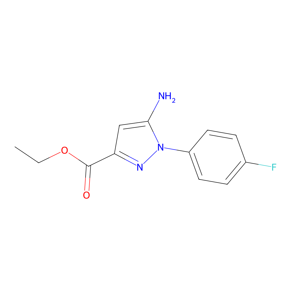 Ethyl 5-amino-1-(4-fluorophenyl)-1H-pyrazole-3-carboxylate molecular structure, CAS 1264046-99-2