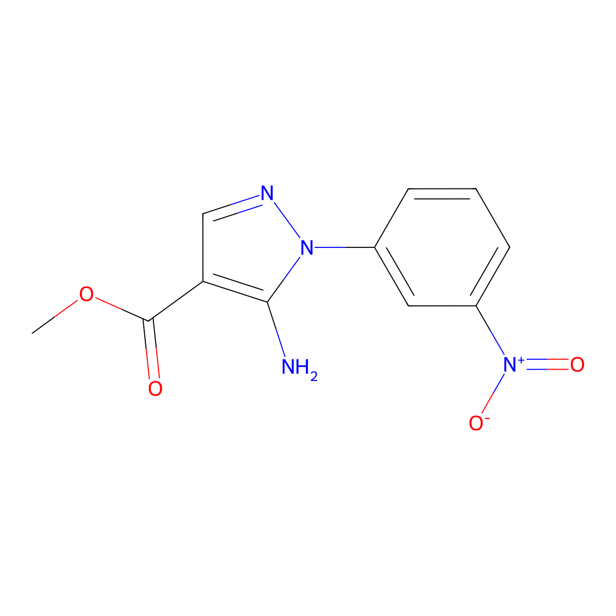Methyl 5-amino-1-(3-nitrophenyl)-1H-pyrazole-4-carboxylate molecular structure, CAS 1264047-13-3