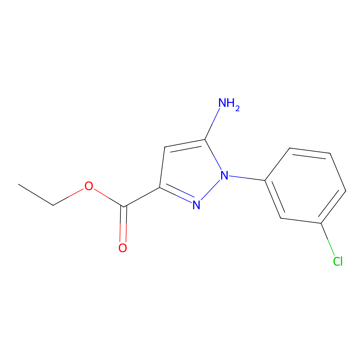 Ethyl 5-amino-1-(3-chlorophenyl)-1H-pyrazole-3-carboxylate molecular structure, CAS 1264047-21-3