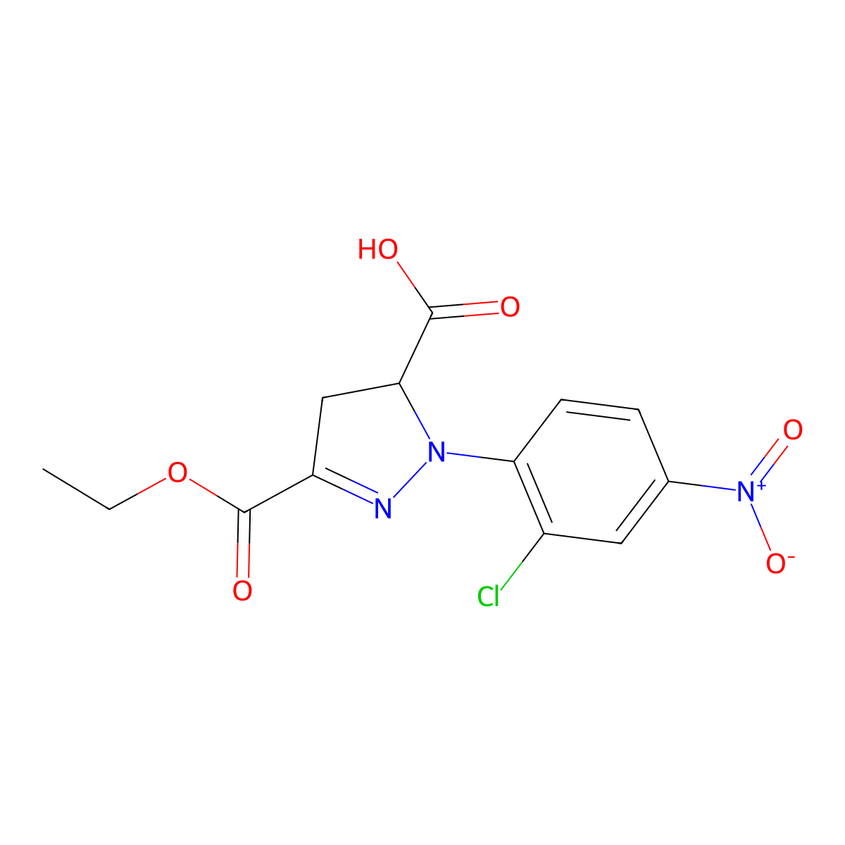 1-(2-Chloro-4-nitrophenyl)-3-(ethoxycarbonyl)-4,5-dihydro-1H-pyrazole-5-carboxylic acid molecular structure, CAS 1264047-28-0