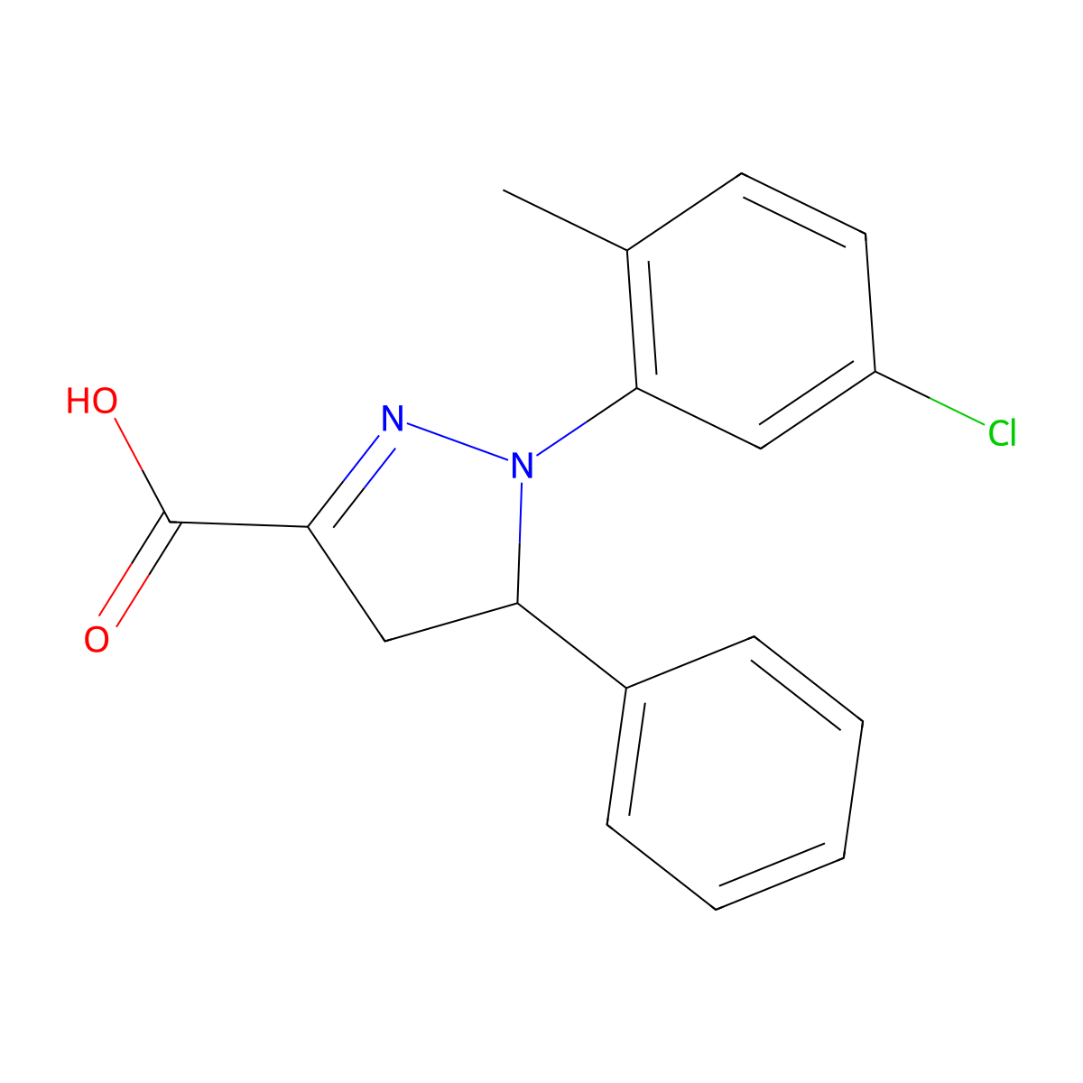 1-(5-Chloro-2-methylphenyl)-5-phenyl-4,5-dihydro-1H-pyrazole-3-carboxylic acid molecular structure, CAS 1264047-45-1