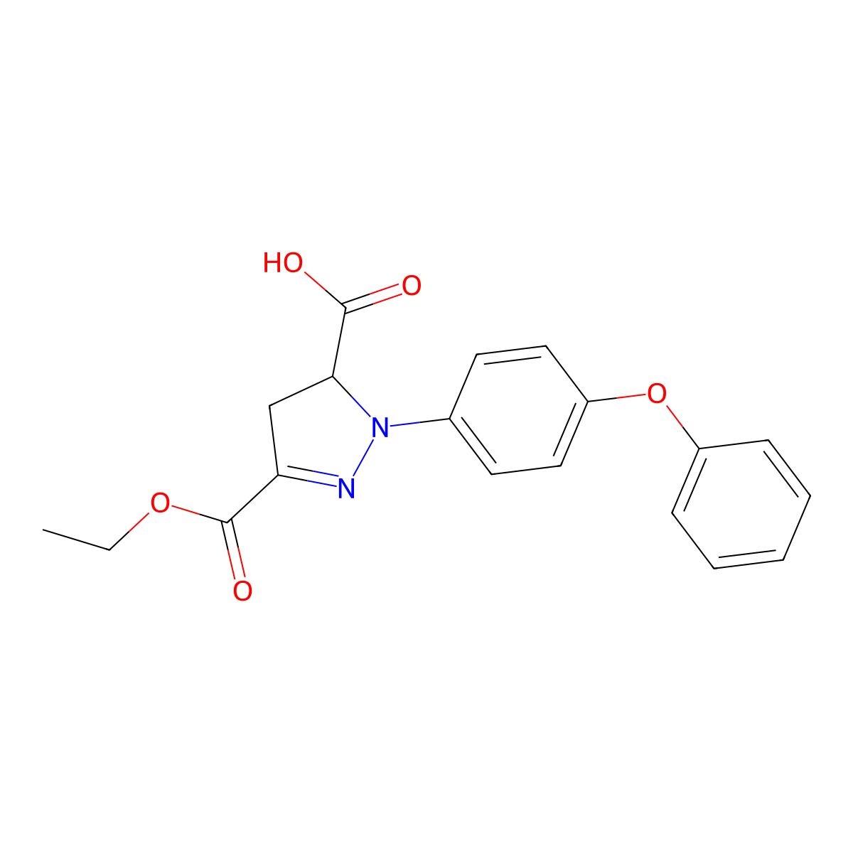 3-(Ethoxycarbonyl)-1-(4-phenoxyphenyl)-4,5-dihydro-1H-pyrazole-5-carboxylic acid molecular structure, CAS 1264048-27-2