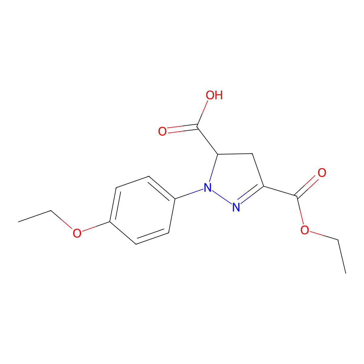 3-(Ethoxycarbonyl)-1-(4-ethoxyphenyl)-4,5-dihydro-1H-pyrazole-5-carboxylic acid molecular structure, CAS 1264048-30-7