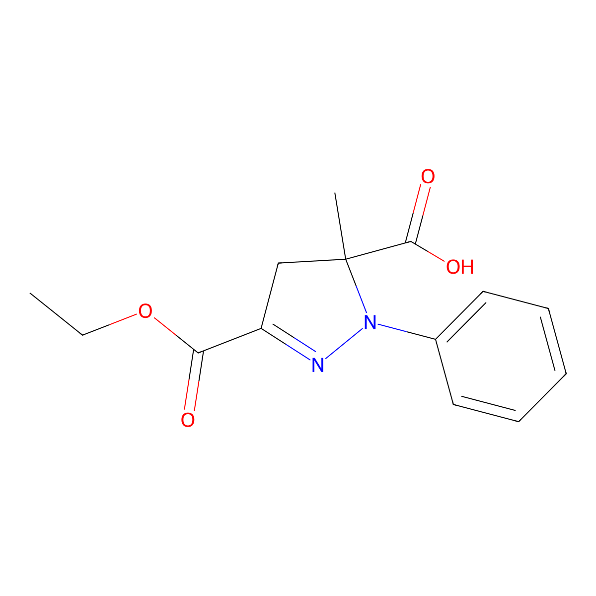 3-(Ethoxycarbonyl)-5-methyl-1-phenyl-4,5-dihydro-1H-pyrazole-5-carboxylic acid molecular structure, CAS 1264048-70-5