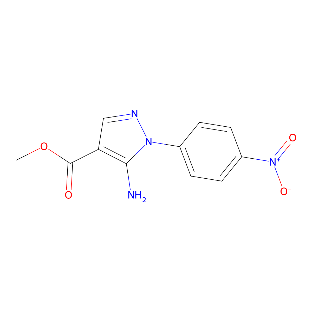 Methyl 5-amino-1-(4-nitrophenyl)-1H-pyrazole-4-carboxylate molecular structure, CAS 1264049-09-3