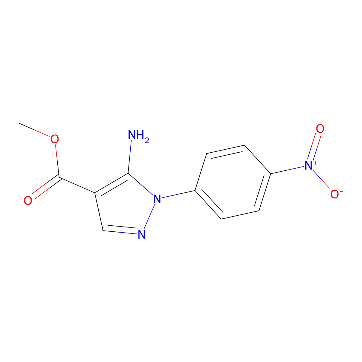 Methyl 5-amino-1-(4-nitrophenyl)-1H-pyrazole-4-carboxylate molecular structure, CAS 1264049-09-3