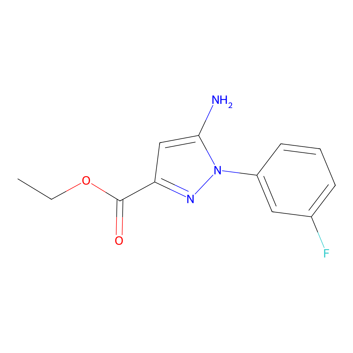 Ethyl 5-amino-1-(3-fluorophenyl)-1H-pyrazole-3-carboxylate molecular structure, CAS 1264049-14-0