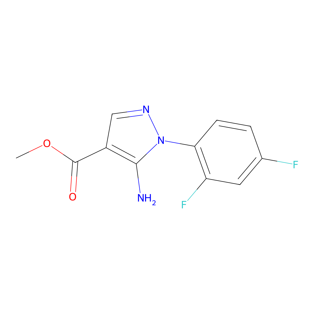 Methyl 5-amino-1-(2,4-difluorophenyl)-1H-pyrazole-4-carboxylate molecular structure, CAS 1264049-61-7