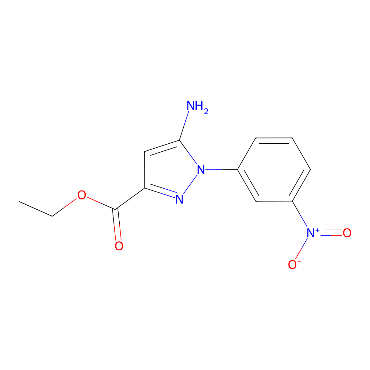 Ethyl 5-amino-1-(3-nitrophenyl)-1H-pyrazole-3-carboxylate molecular structure, CAS 1264049-67-3