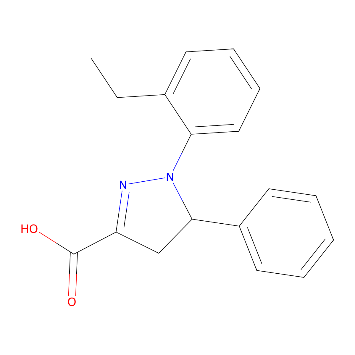1-(2-Ethylphenyl)-5-phenyl-4,5-dihydro-1H-pyrazole-3-carboxylic acid molecular structure, CAS 1264050-18-1