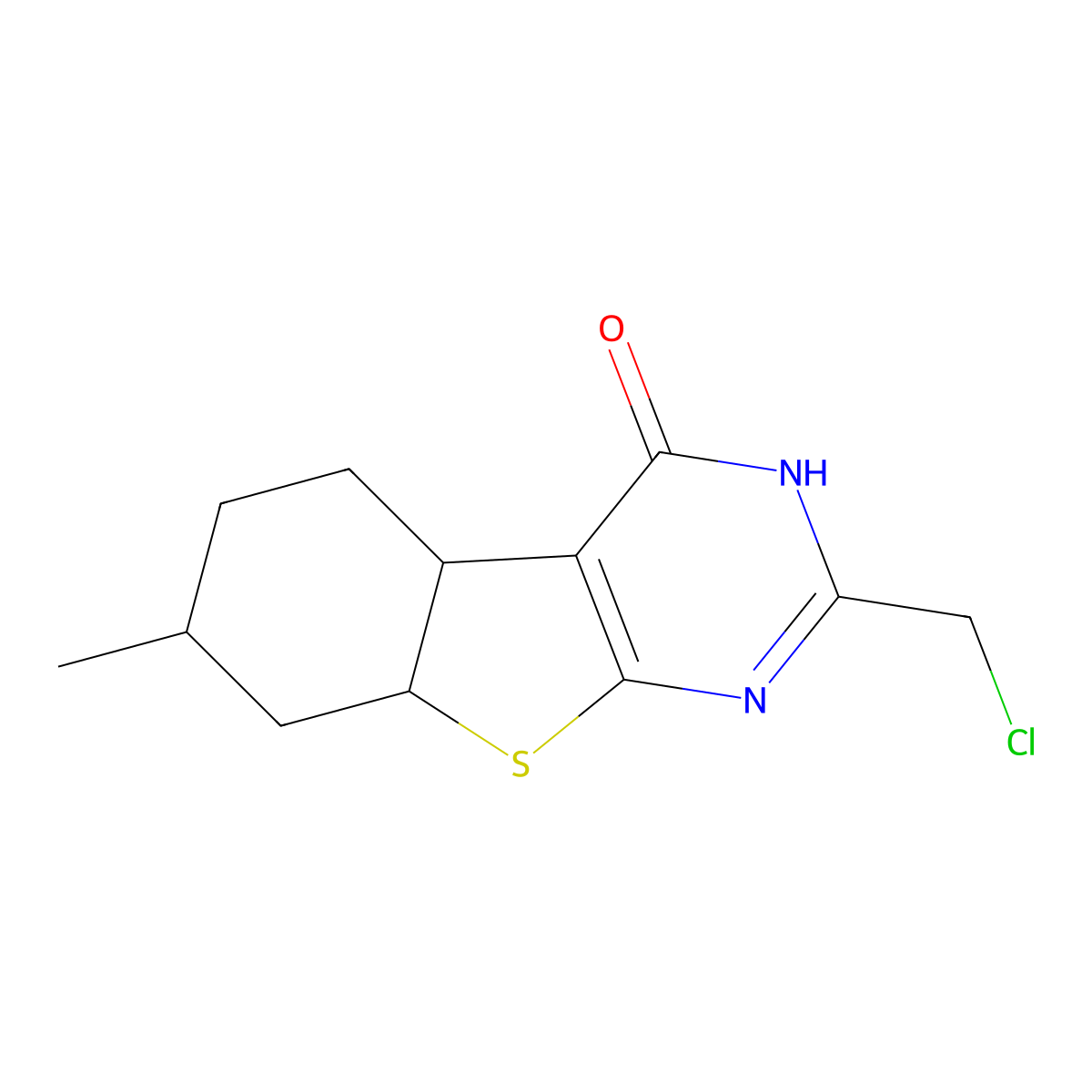 2-(Chloromethyl)-7-methyl-4b,5,6,7,8,8a-hexahydrobenzo[4,5]thieno[2,3-d]pyrimidin-4(1H)-one molecular structure, CAS 1264050-81-8