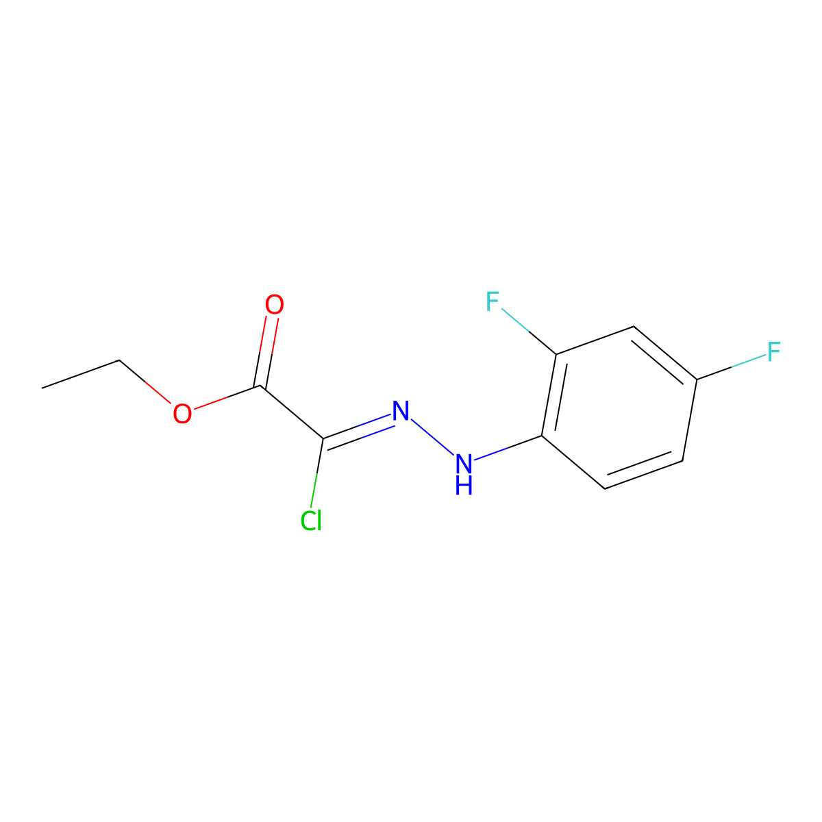 Ethyl 2-chloro-2-[2-(2,4-difluorophenyl)hydrazin-1-ylidene]acetate molecular structure, CAS 1264087-24-2