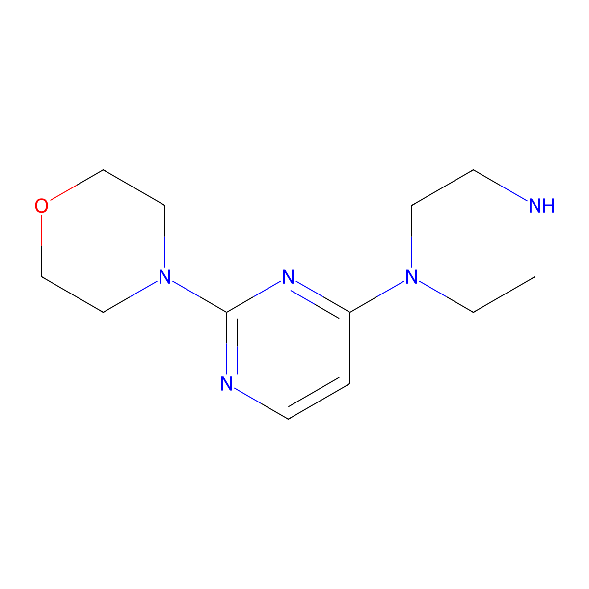 4-(4-(Piperazin-1-yl)pyrimidin-2-yl)morpholine molecular structure, CAS 1264089-92-0