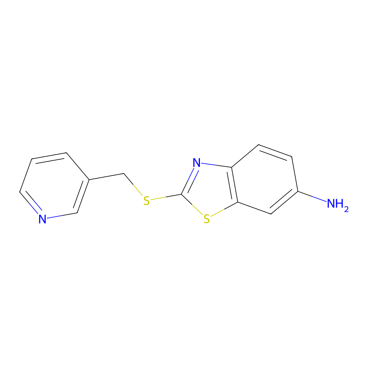 2-(Pyridin-3-ylmethylsulfanyl)-1,3-benzothiazol-6-amine molecular structure, CAS 1264090-55-2