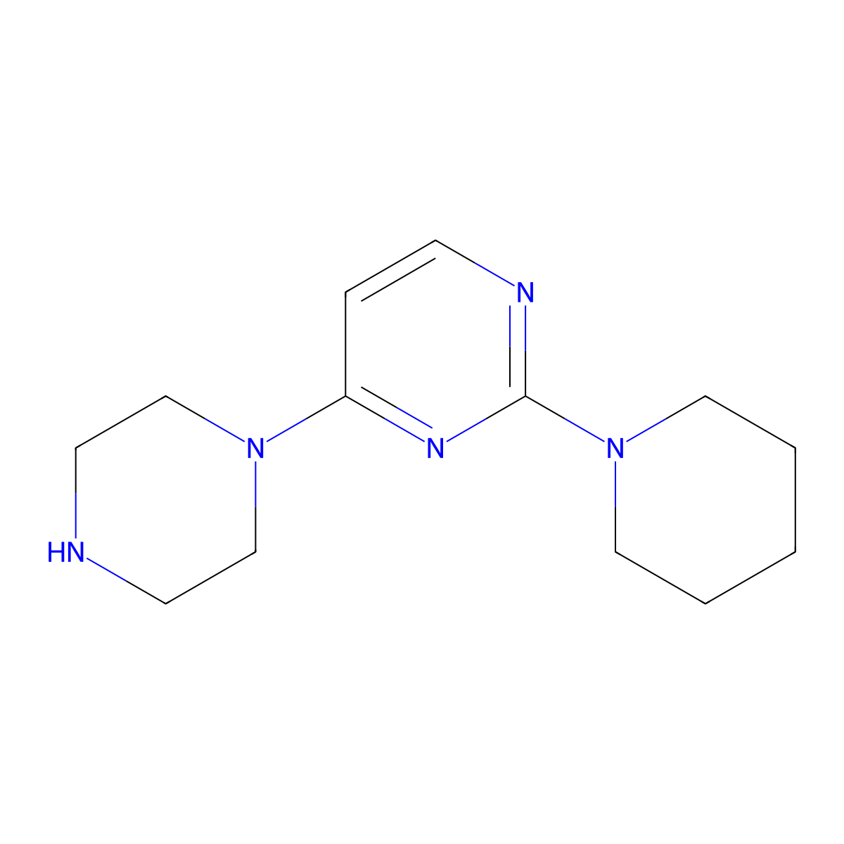 4-Piperazin-1-yl-2-piperidin-1-yl-pyrimidine molecular structure, CAS 1264094-32-7
