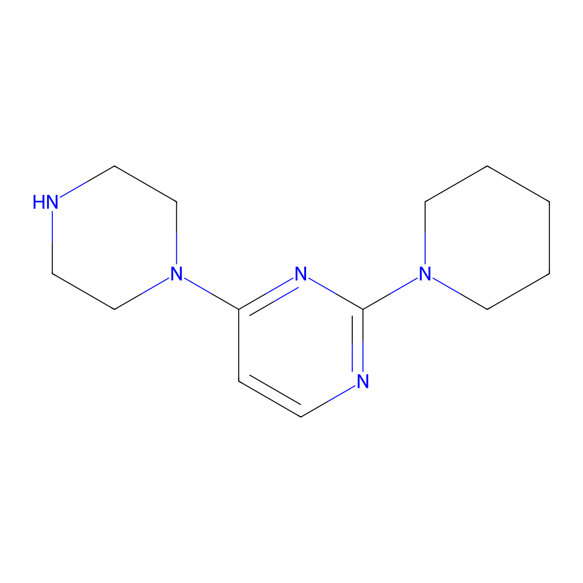 4-Piperazin-1-yl-2-piperidin-1-yl-pyrimidine molecular structure, CAS 1264094-32-7