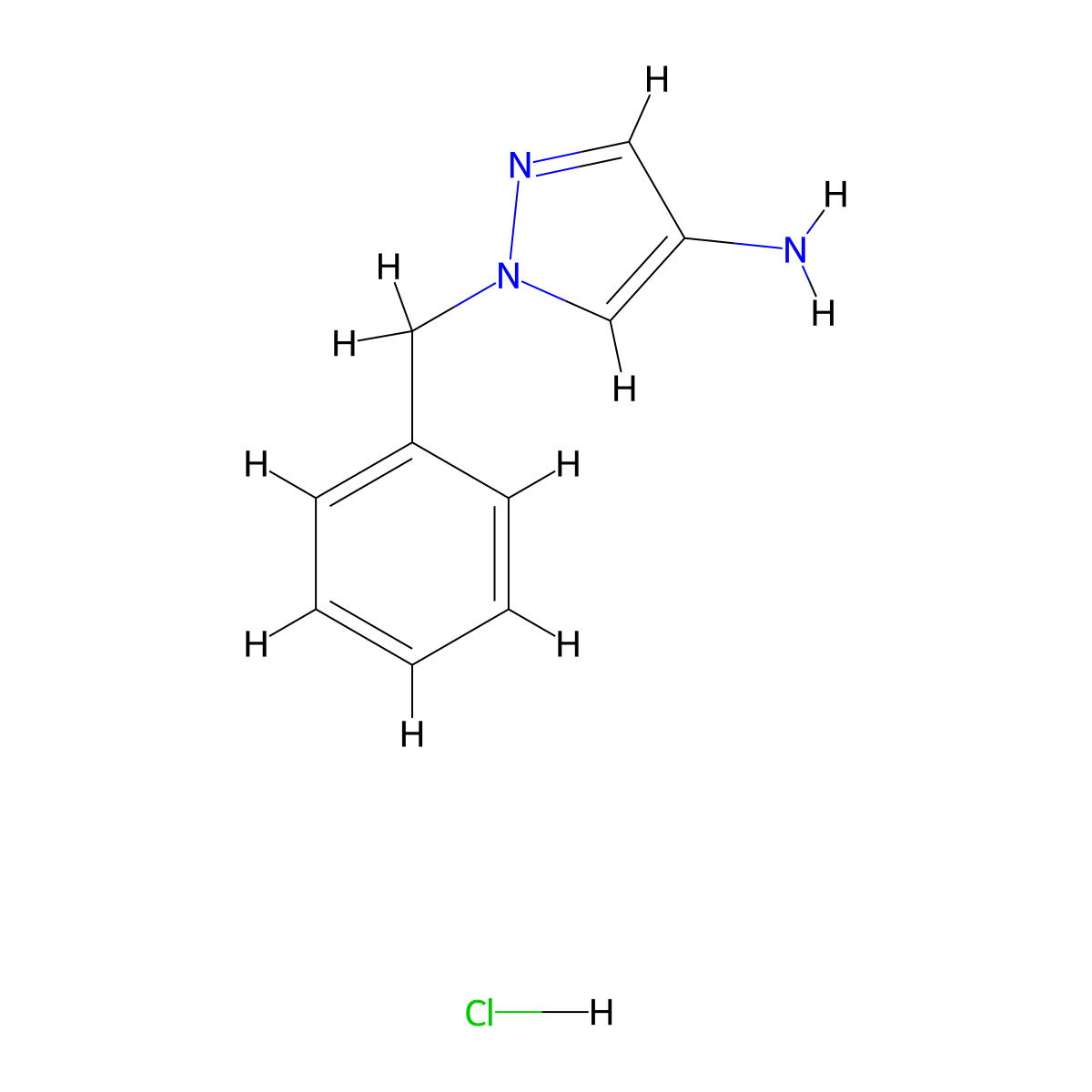 1-Benzyl-1H-pyrazol-4-amine hydrochloride molecular structure, CAS 1264097-17-7