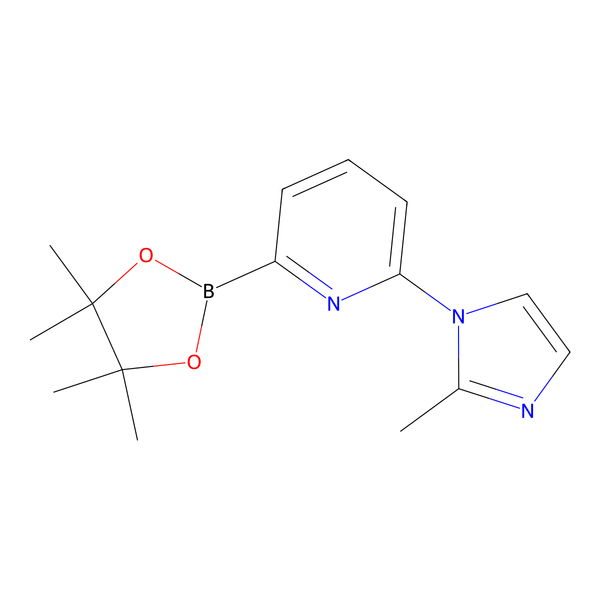 2-(2-methyl-1H-imidazol-1-yl)-6-(4,4,5,5-tetramethyl-1,3,2-dioxaborolan-2-yl)Pyridine molecular structure, CAS 1264141-88-9