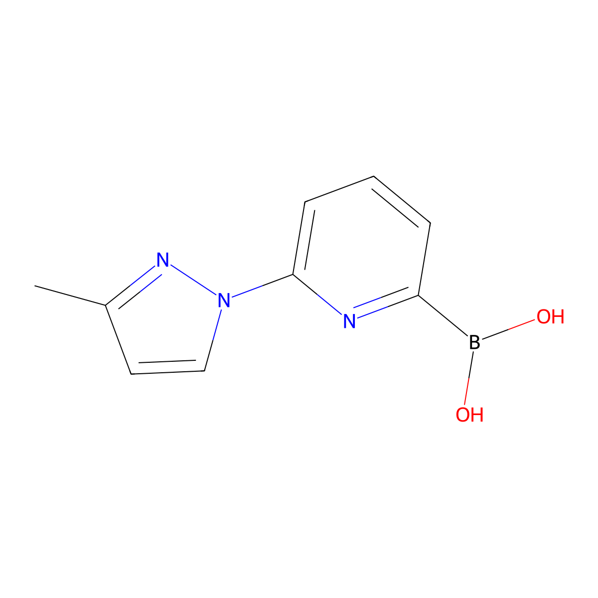 (6-(3-Methyl-1H-pyrazol-1-yl)pyridin-2-yl)boronic acid molecular structure, CAS 1264148-03-9
