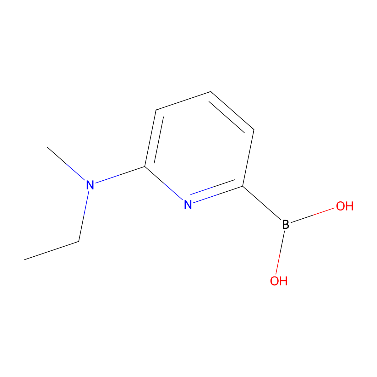 (6-(Ethyl(methyl)amino)pyridin-2-yl)boronic acid molecular structure, CAS 1264153-68-5