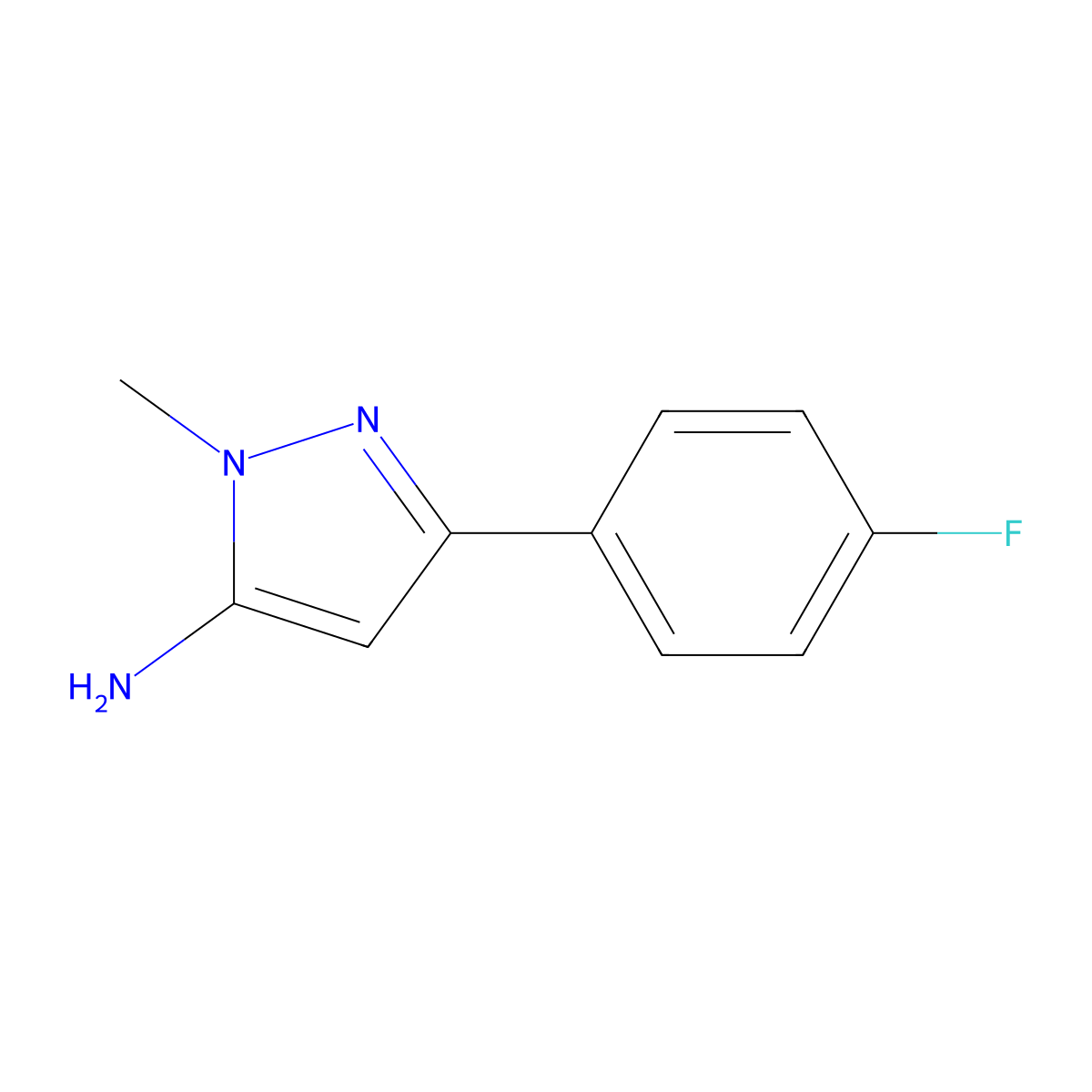 3-(4-Fluorophenyl)-1-methyl-1H-pyrazol-5-amine molecular structure, CAS 126417-81-0