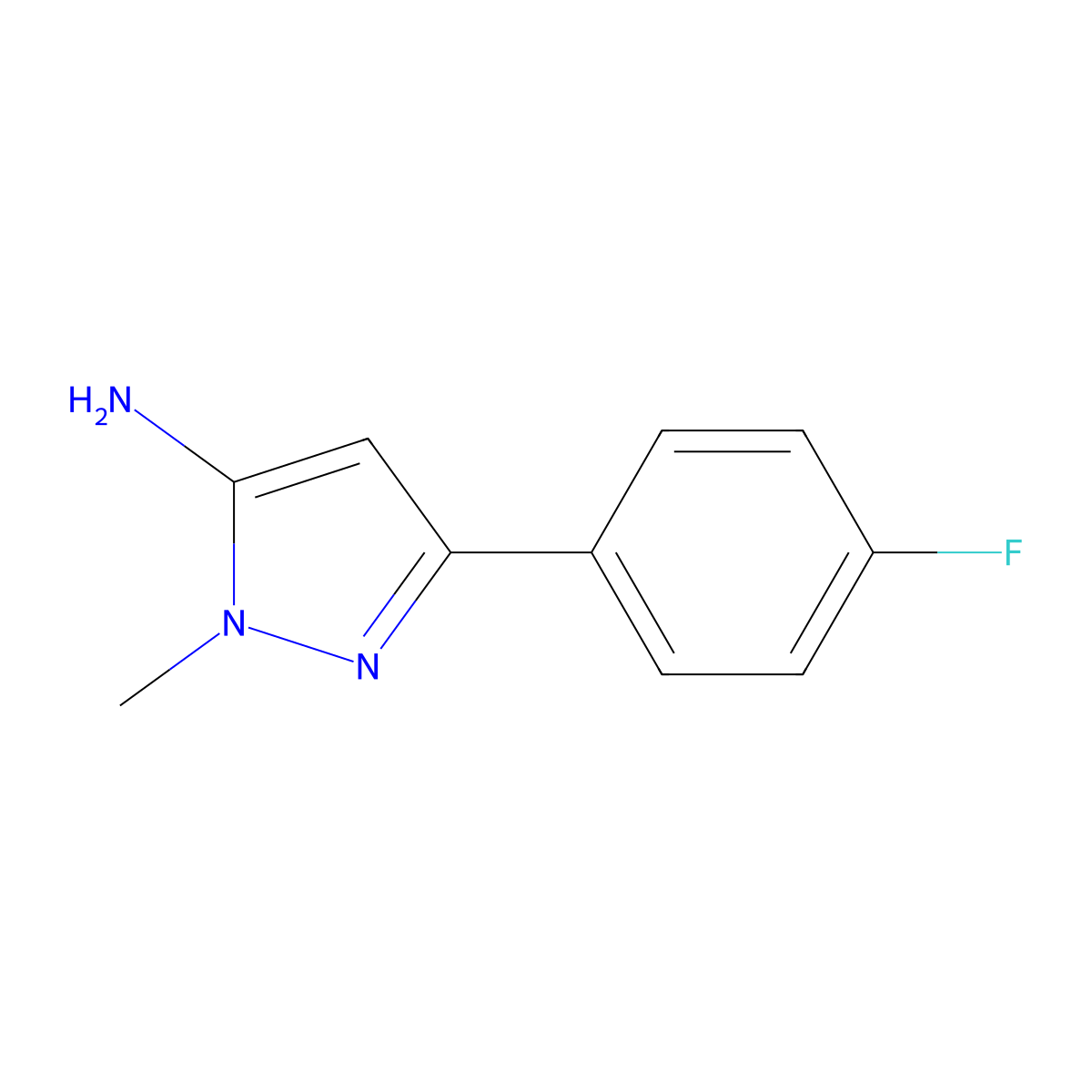 3-(4-Fluorophenyl)-1-methyl-1H-pyrazol-5-amine molecular structure, CAS 126417-81-0