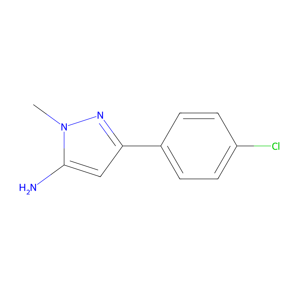 3-(4-Chlorophenyl)-1-Methyl-1H-Pyrazol-5-Amine molecular structure, CAS 126417-82-1