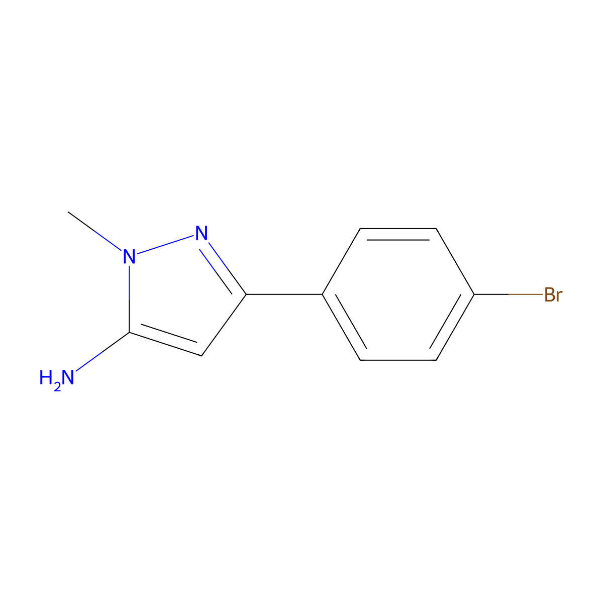 3-(4-Bromophenyl)-1-methyl-1H-pyrazol-5-amine molecular structure, CAS 126417-84-3