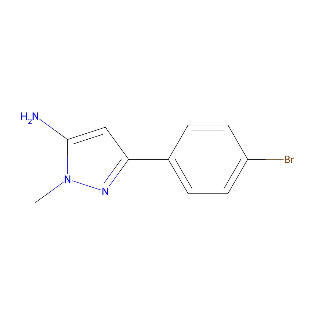 3-(4-Bromophenyl)-1-methyl-1H-pyrazol-5-amine molecular structure, CAS 126417-84-3