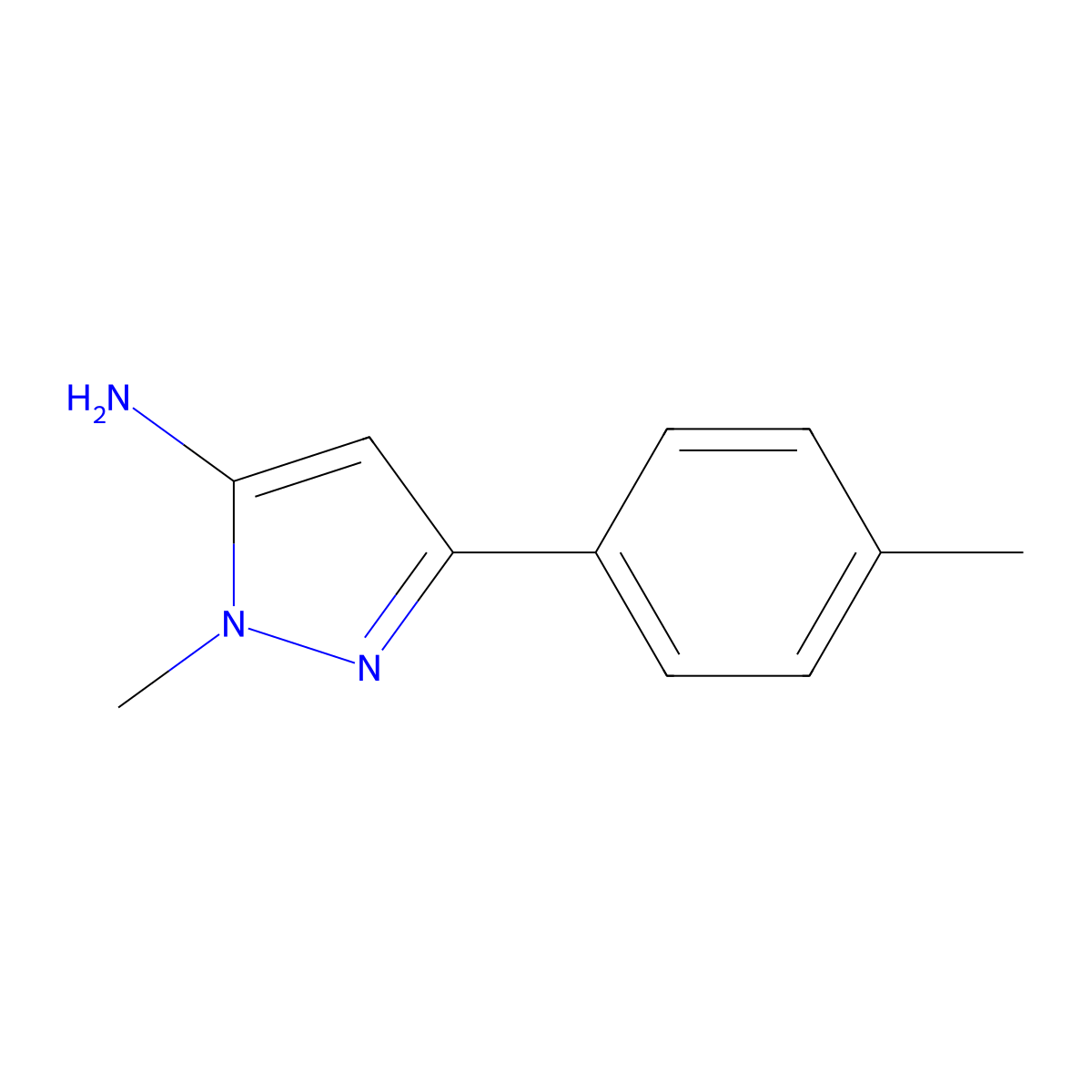 1-Methyl-3-(p-tolyl)-1H-pyrazol-5-amine molecular structure, CAS 126417-86-5