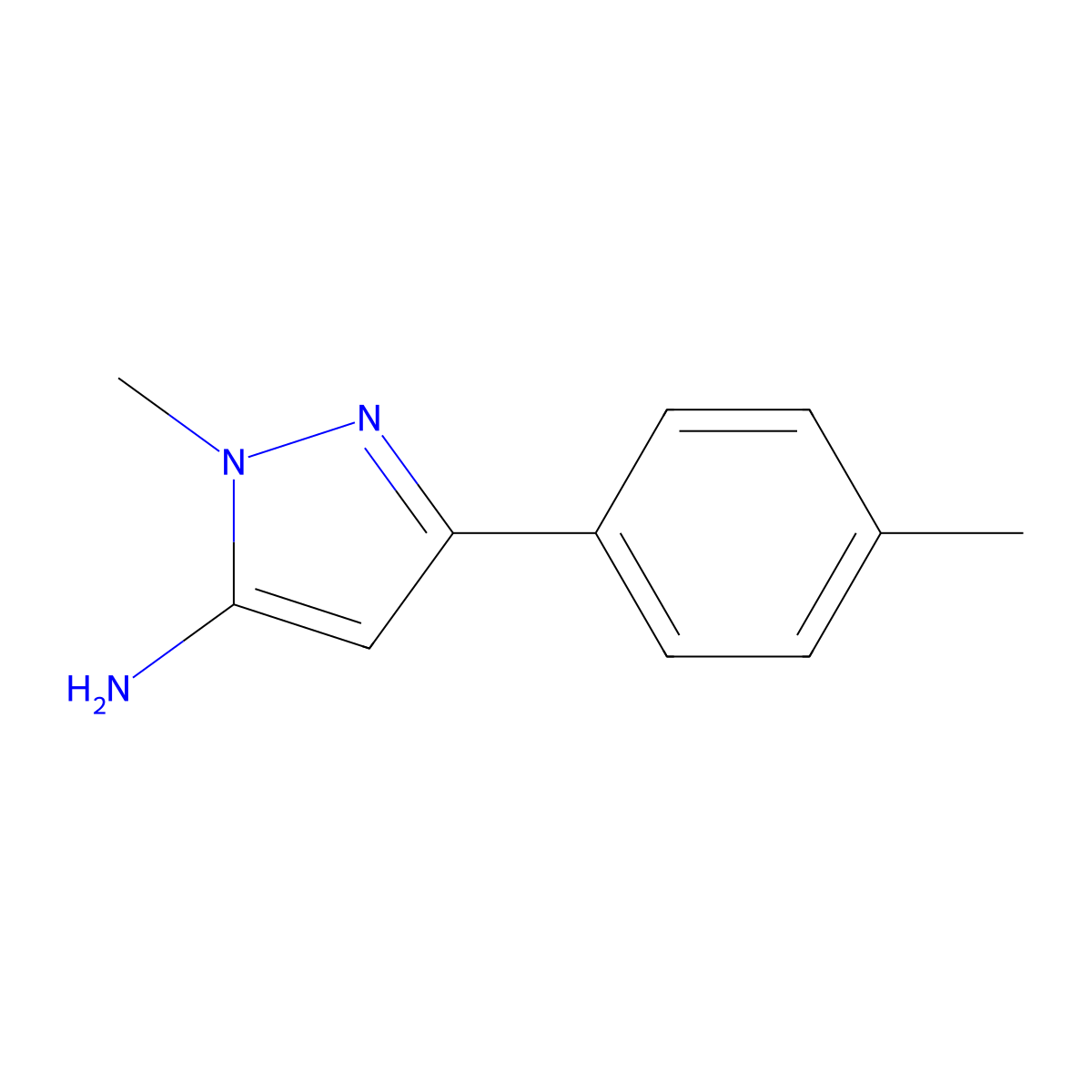 1-Methyl-3-(p-tolyl)-1H-pyrazol-5-amine molecular structure, CAS 126417-86-5