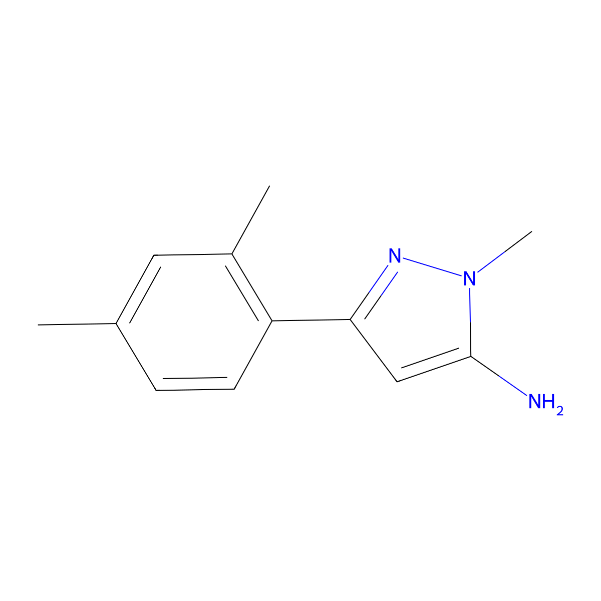 3-(2,4-Dimethylphenyl)-1-methyl-1H-pyrazol-5-amine molecular structure, CAS 126417-93-4