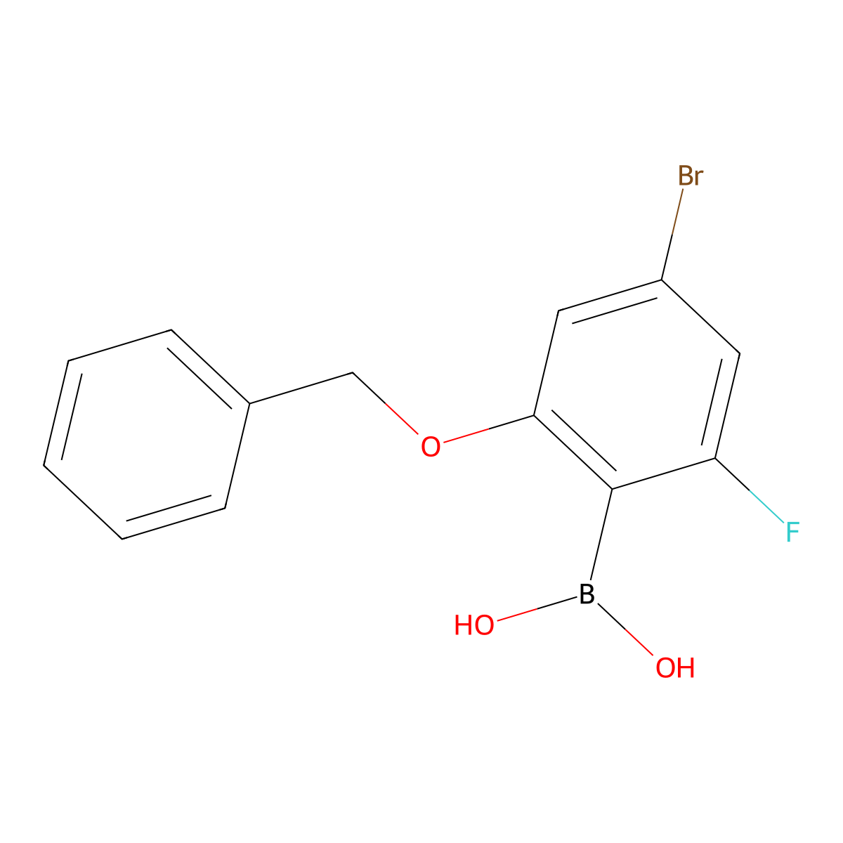 (2-(Benzyloxy)-4-bromo-6-fluorophenyl)boronic acid molecular structure, CAS 1264175-59-8