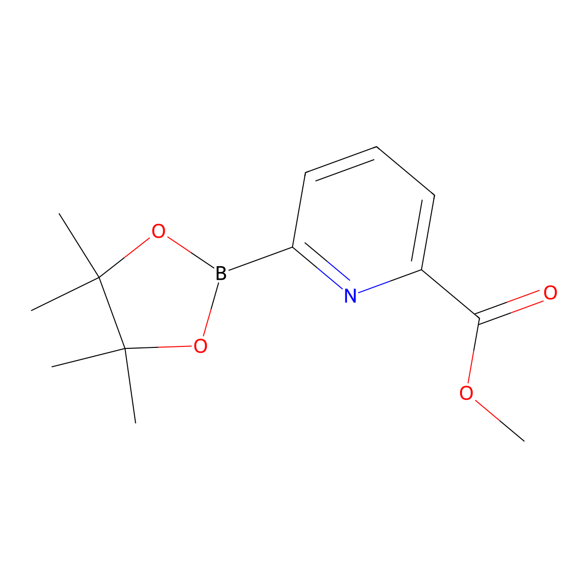 Methyl 6-(4,4,5,5-tetramethyl-1,3,2-dioxaborolan-2-YL)pyridine-2-carboxylate molecular structure, CAS 1264176-33-1
