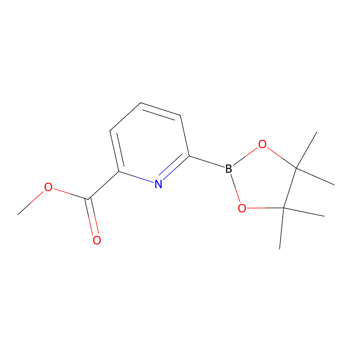 Methyl 6-(4,4,5,5-tetramethyl-1,3,2-dioxaborolan-2-YL)pyridine-2-carboxylate molecular structure, CAS 1264176-33-1
