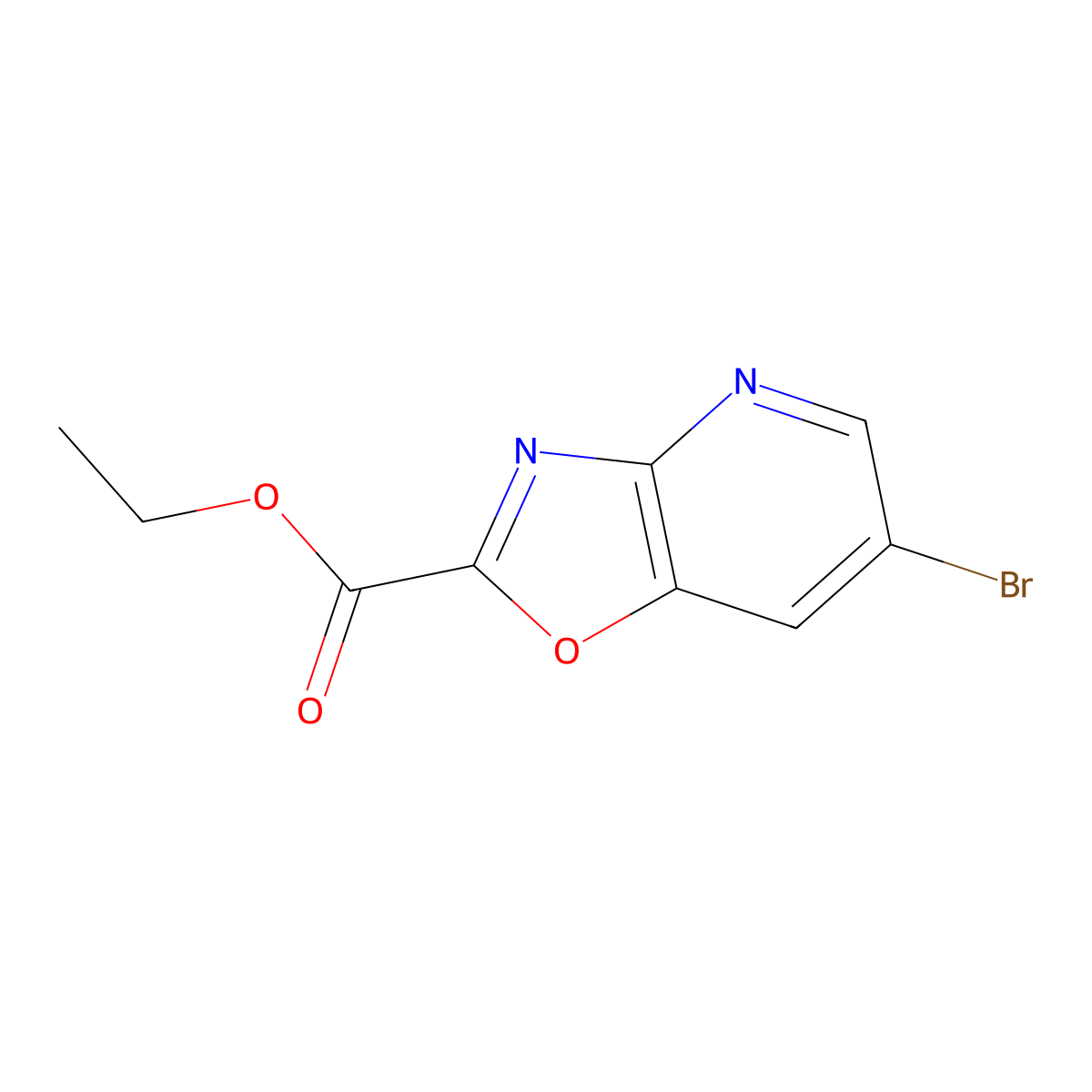 Ethyl 6-bromo-[1,3]oxazolo[4,5-b]pyridine-2-carboxylate molecular structure, CAS 1264193-15-8