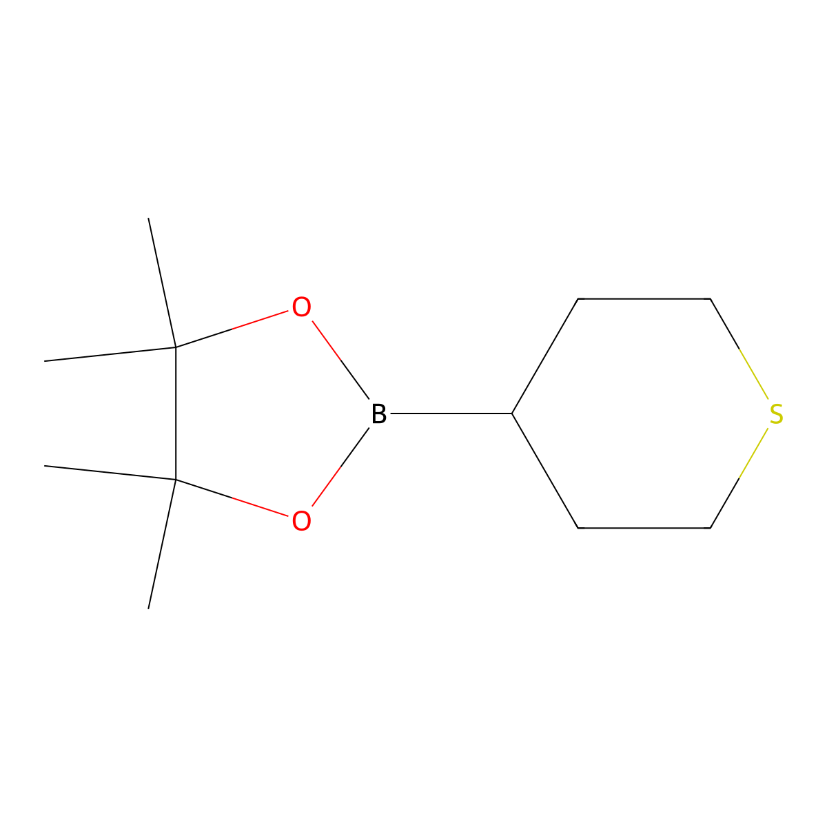 4,4,5,5-Tetramethyl-2-(thian-4-yl)-1,3,2-dioxaborolane molecular structure, CAS 1264198-70-0