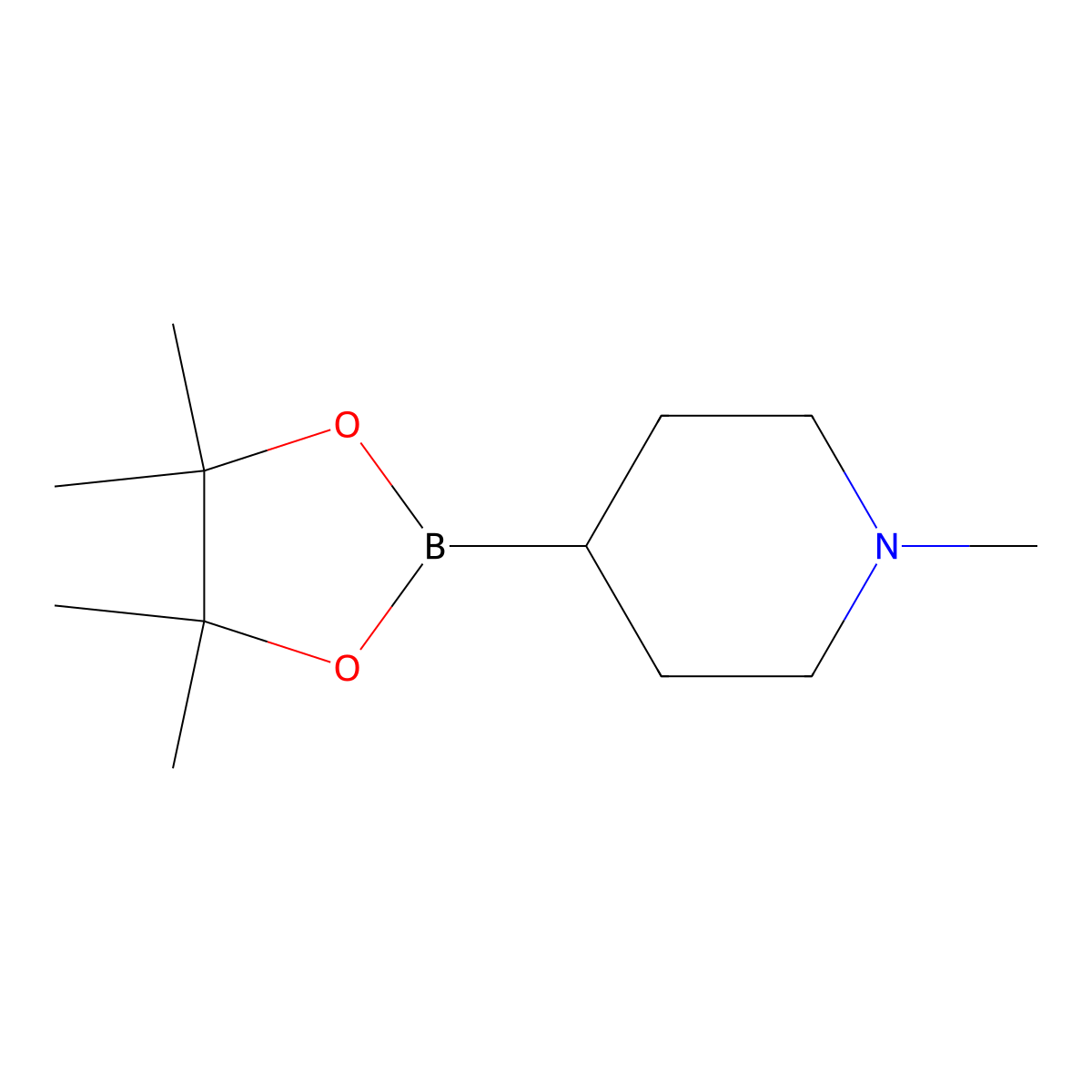 1-Methyl-4-(4,4,5,5-tetramethyl-1,3,2-dioxaborolan-2-yl)piperidine molecular structure, CAS 1264198-72-2