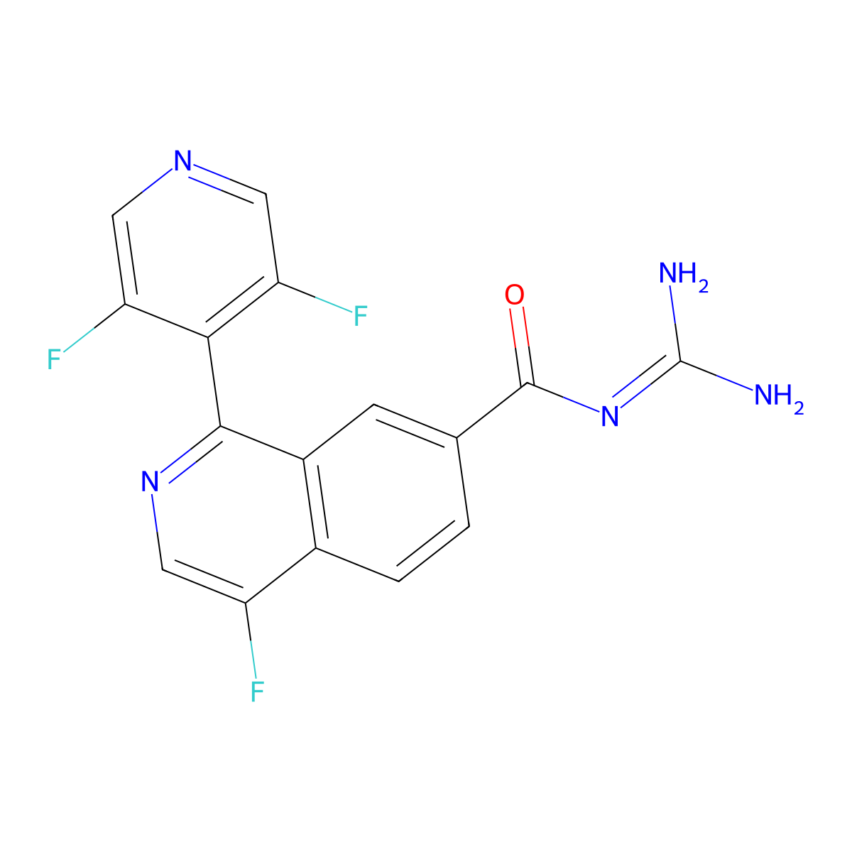 N-(diaminomethylene)-1-(3,5-difluoropyridin-4-yl)-4-fluoroisoquinoline-7-carboxamide molecular structure, CAS 1264206-73-6