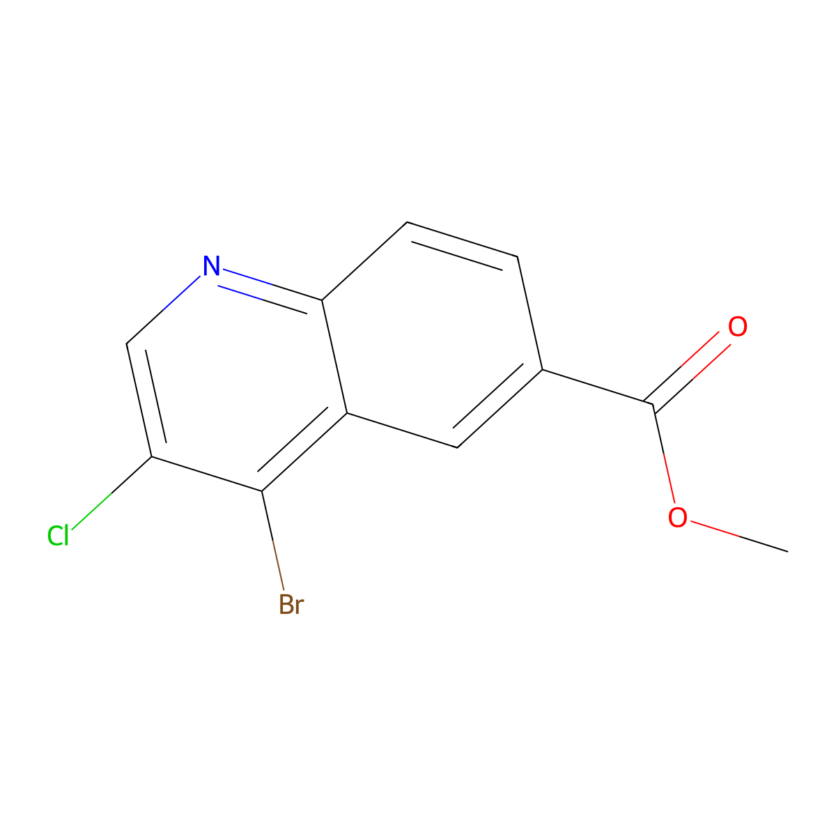 Methyl 4-bromo-3-chloroquinoline-6-carboxylate molecular structure, CAS 1264209-69-9