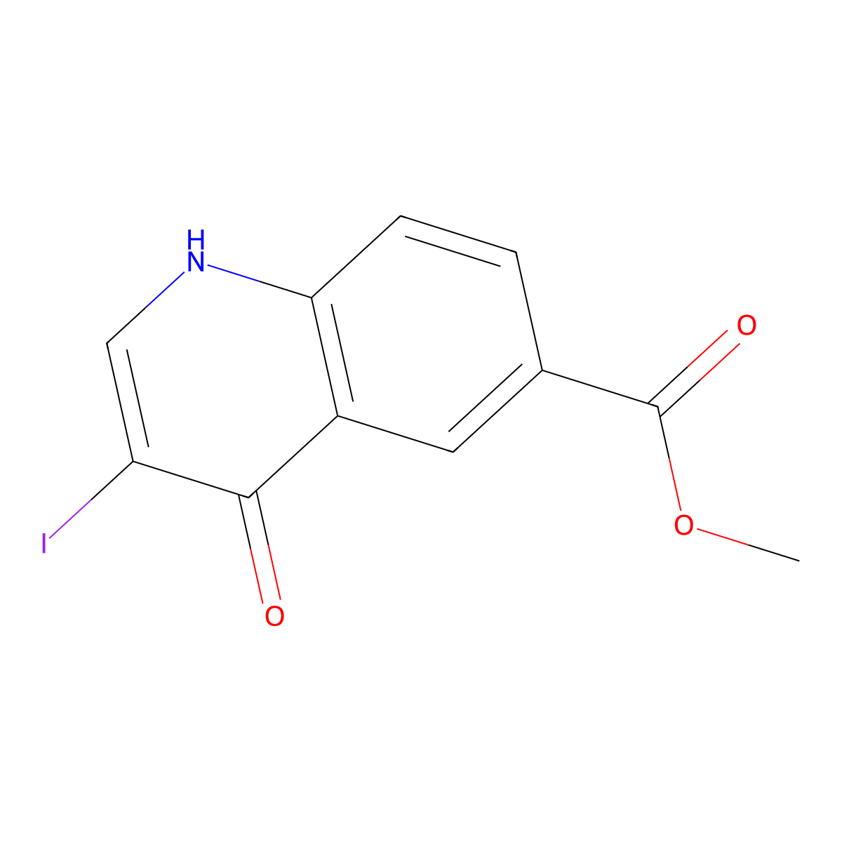 Methyl 3-iodo-4-oxo-1,4-dihydroquinoline-6-carboxylate molecular structure, CAS 1264209-73-5