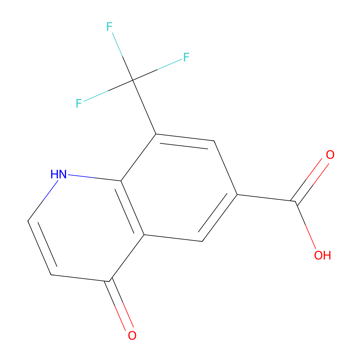4-Hydroxy-8-(trifluoromethyl)quinoline-6-carboxylic acid molecular structure, CAS 1264213-27-5