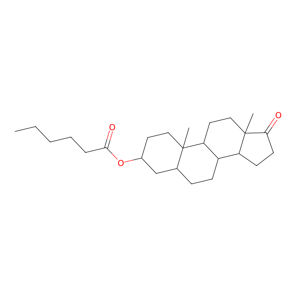 (3S,5S,8R,9S,10S,13S,14S)-10,13-dimethyl-17-oxohexadecahydro-1H-cyclopenta[a]phenanthren-3-yl hexanoate molecular structure, CAS 1264273-82-6