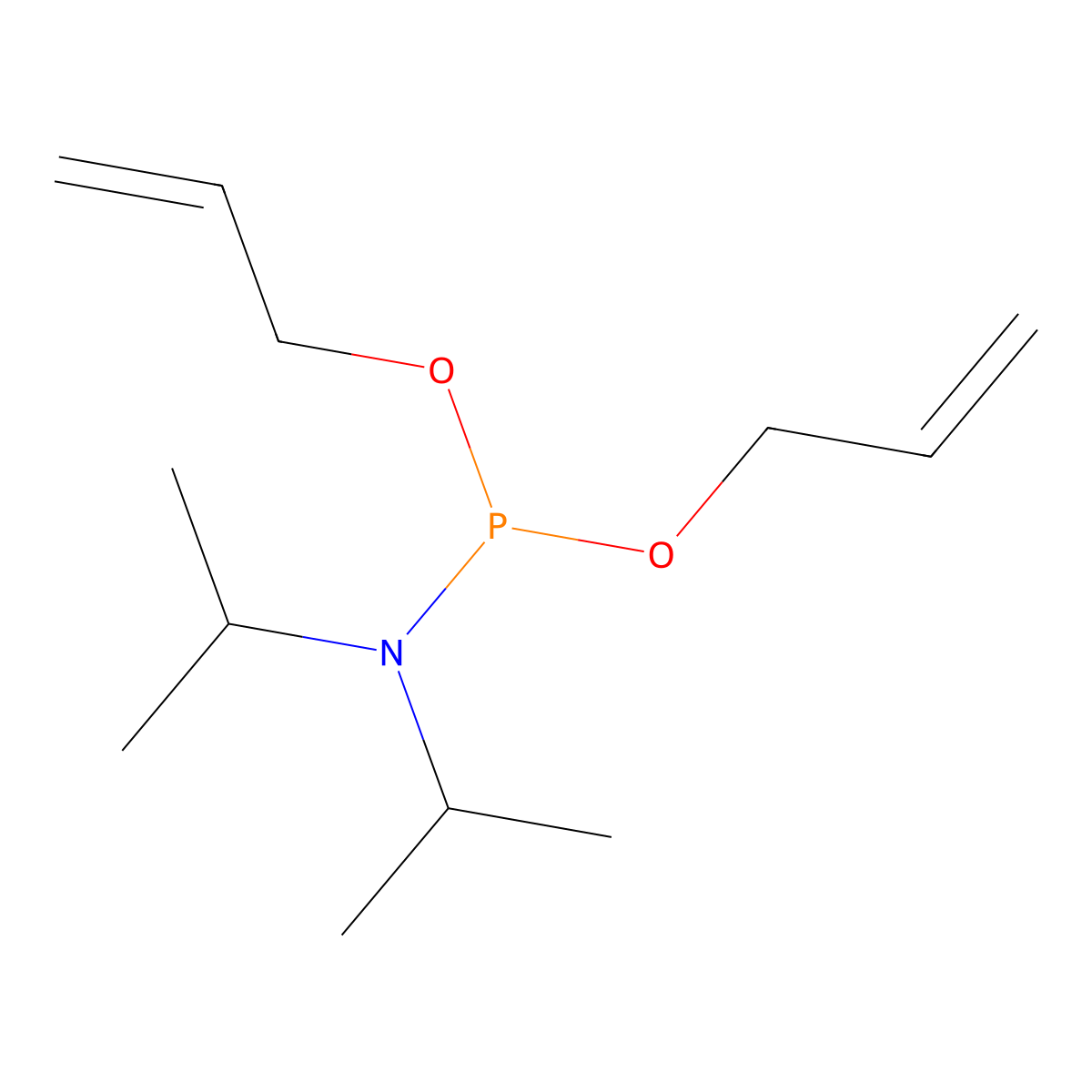 Diallyl diisopropylphosphoramidite molecular structure, CAS 126429-21-8