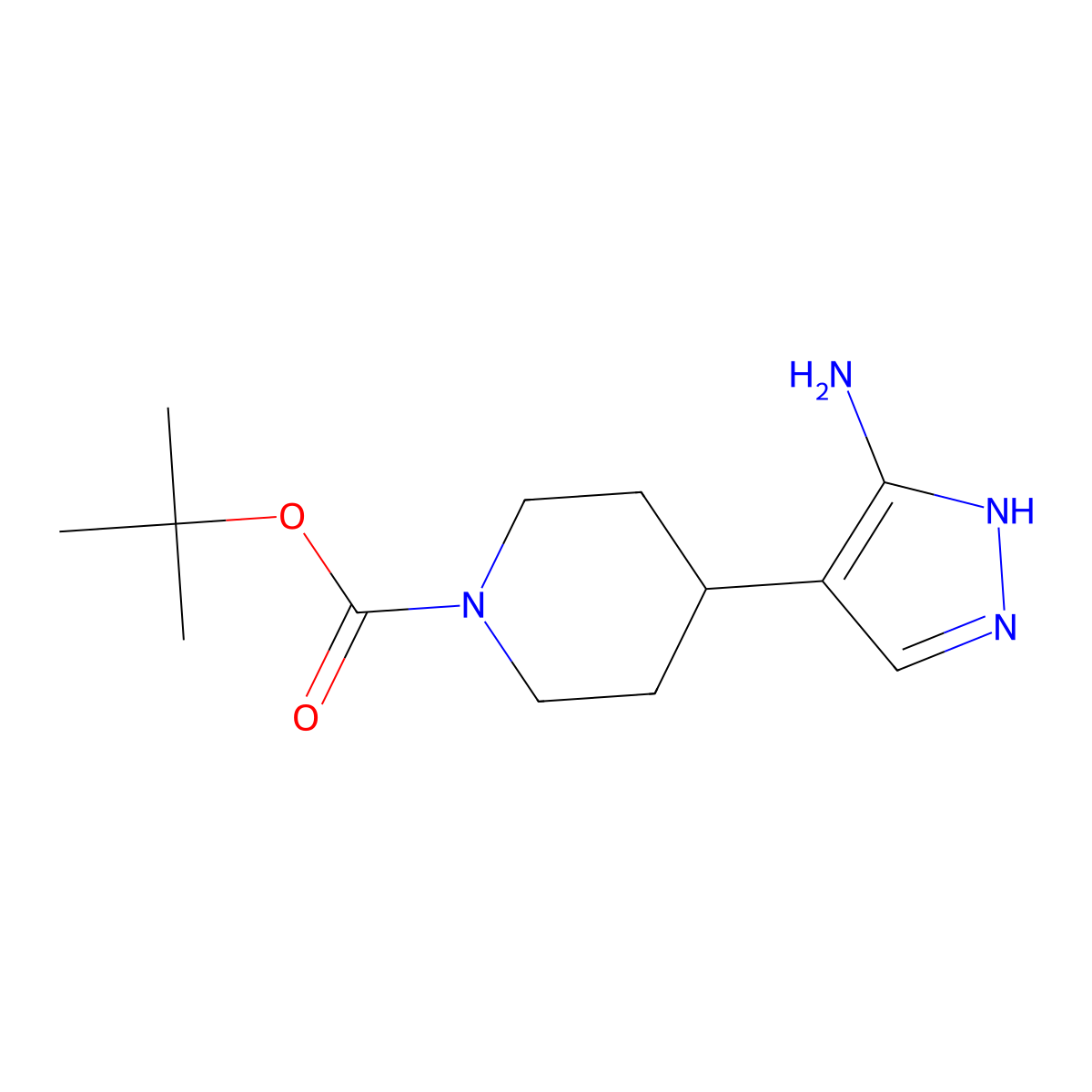 tert-Butyl 4-(3-amino-1H-pyrazol-4-yl)piperidine-1-carboxylate molecular structure, CAS 1264296-09-4