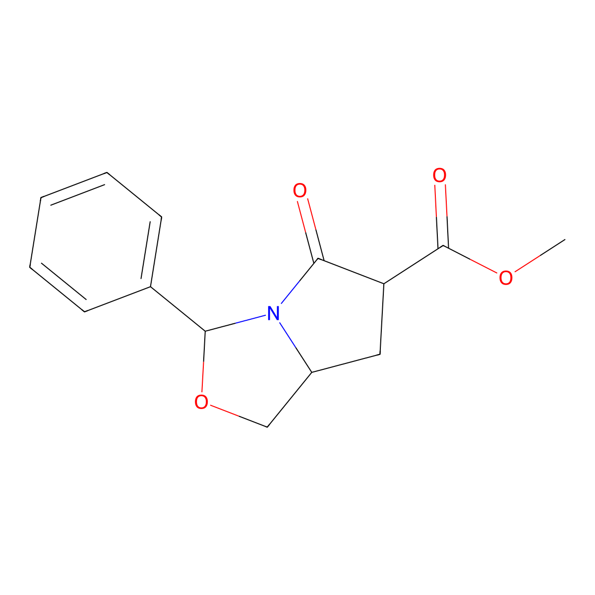 (3R,7aS)-methyl 5-oxo-3-phenylhexahydropyrrolo[1,2-c]oxazole-6-carboxylate molecular structure, CAS 1264298-11-4