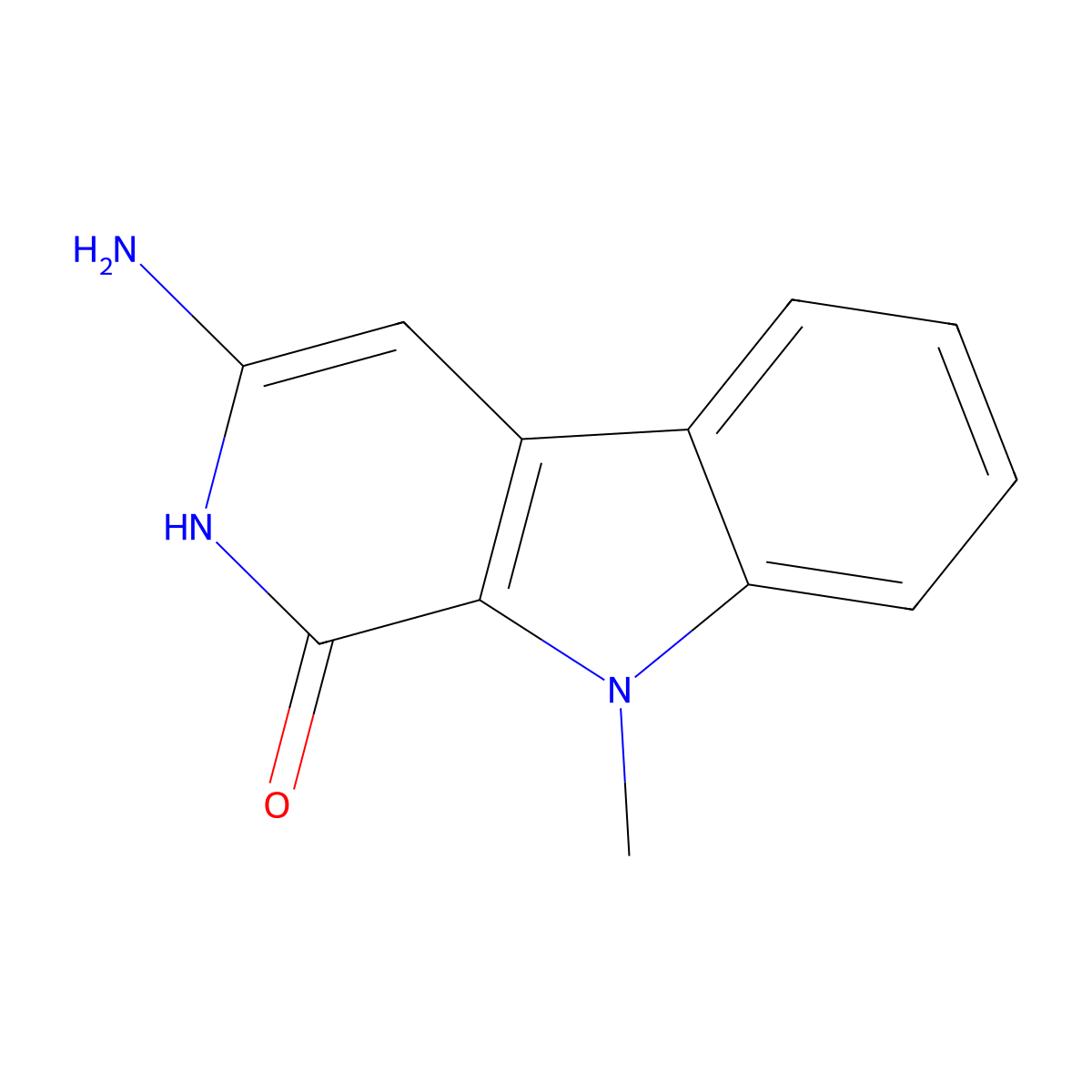 3-Amino-9-methyl-2,9-dihydro-1H-pyrido[3,4-b]indol-1-one molecular structure, CAS 1264299-56-0