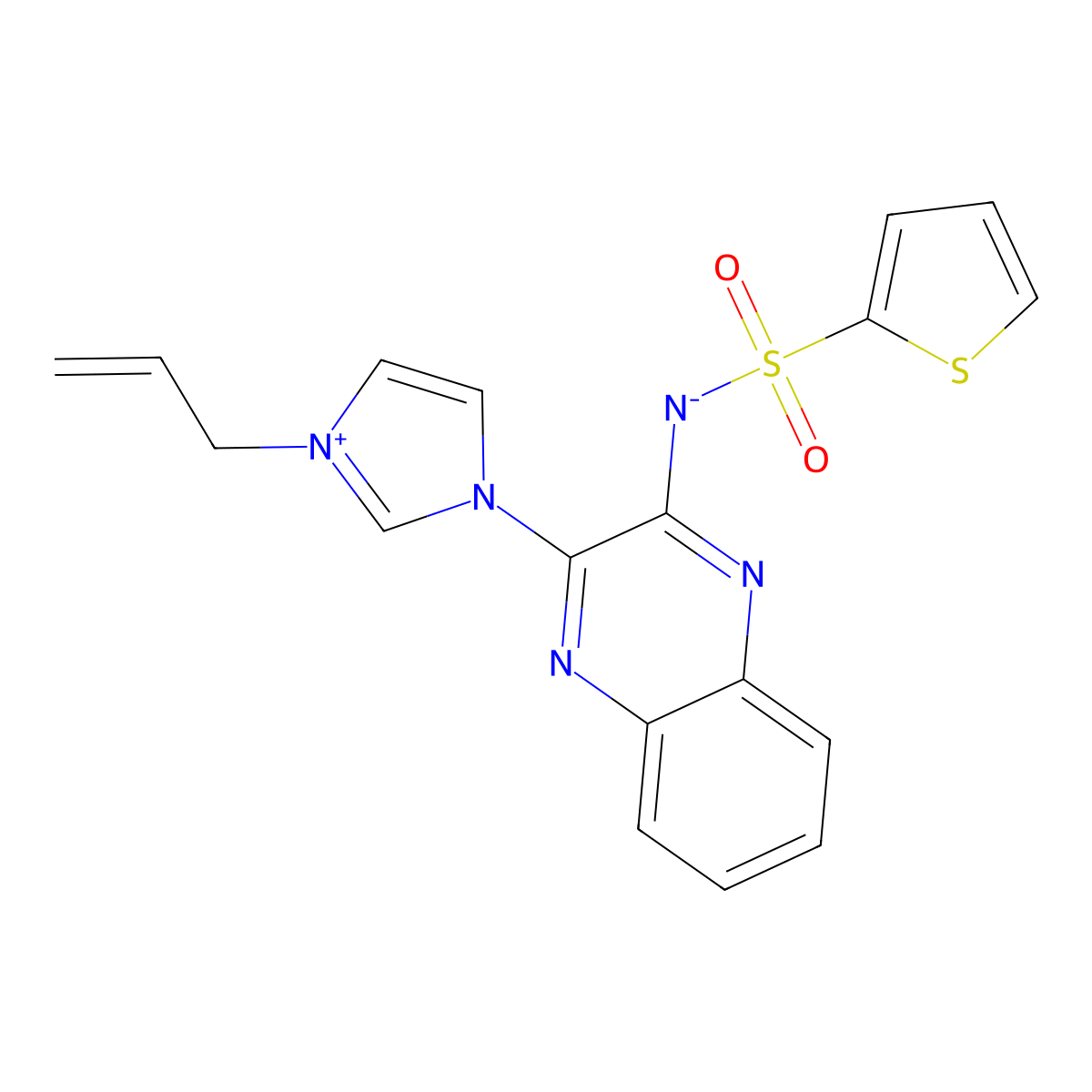 (3-(1-allyl-1H-imidazol-3-ium-3-yl)quinoxalin-2-yl)(thiophen-2-ylsulfonyl)amide molecular structure, CAS 1264300-15-3